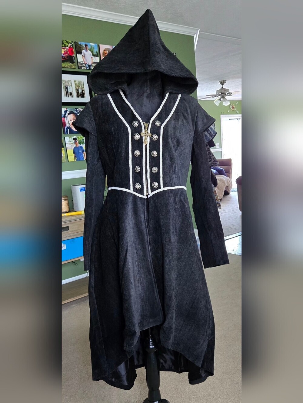 Gothic Medieval Long Coat With Hood #1290 - Picture 2 of 13